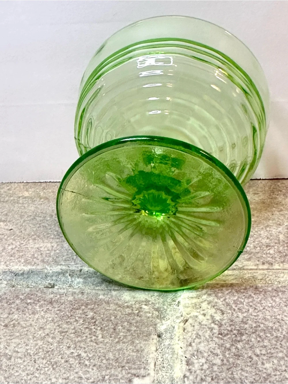Vintage Anchor Hocking Uranium “Vaseline” Glass Footed Sherbet (set of 4)